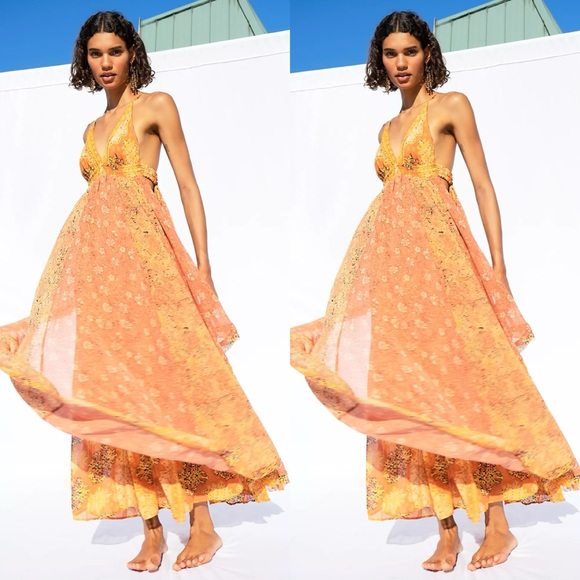 Free People Dresses & Skirts - Free People Chiffon Meredith Maxi Dress